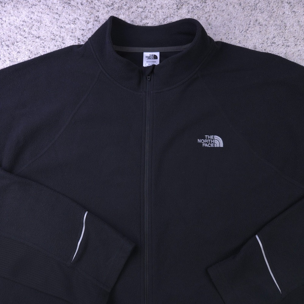 The North Face Fleece Jacket Men XXL Full Zip Mock Neck Black Reflective Sweater - Picture 3 of 10